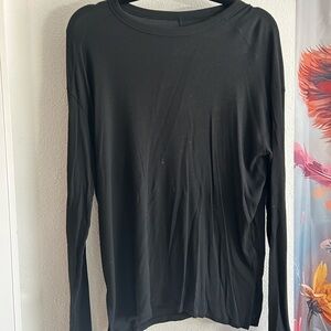 American Eagle Outfitters Black Long-Sleeve Ribbed Top
